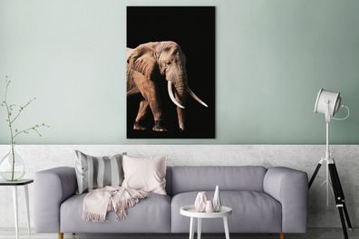 Leinwandbilder - 90x140 cm - Elefant - Schwarz - Grau (Gr. 90x140 cm)