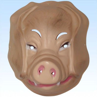 Tiermaske Schwein zum Aufsetzen Plastik Maske Schweinemaske Schweinsmaske Mask
