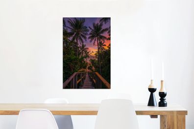 Leinwandbilder - 60x90 cm - Sonnenuntergang - Palmen - Strand (Gr. 60x90 cm)