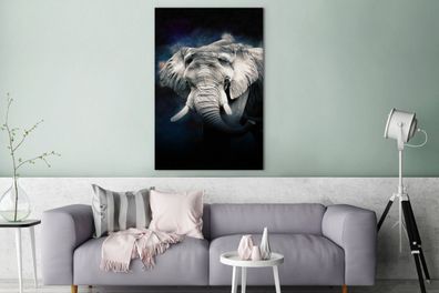 Leinwandbilder - 90x140 cm - Elefant - Schwarz - Rauch (Gr. 90x140 cm)