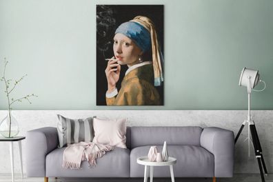 Leinwandbilder - 80x120 cm - Mädchen mit Perlenohrring - Johannes Vermeer - Zigarette