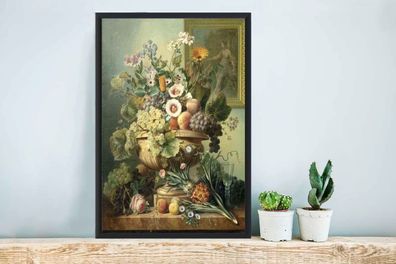 Poster - 60x80 cm - Stilleben mit Blumen und Obst - Gemälde von Eelke Jelles Eelkema