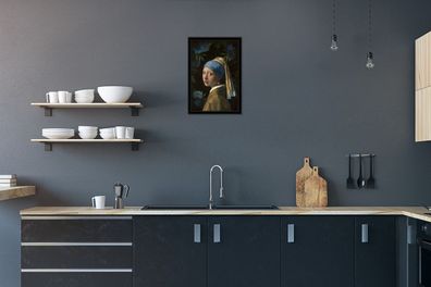 Poster - 20x30 cm - Das Mädchen mit dem Perlenohrring - Johannes Vermeer - Blumen