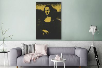 Leinwandbilder - 90x140 cm - Mona Lisa - Leonardo da Vinci - Gelb - Schwarz