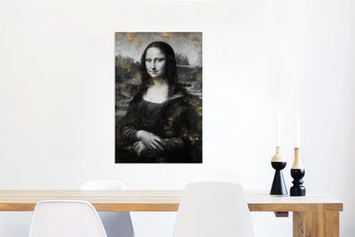 Leinwandbilder - 60x90 cm - Mona Lisa - Leonardo da Vinci - Schwarz - Weiß