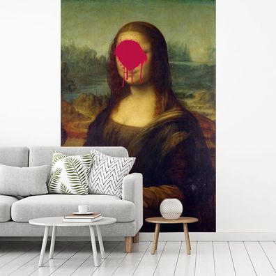 Fototapete - 145x220 cm - Mona Lisa - Leonardo da Vinci - Rosa (Gr. 145x220 cm)