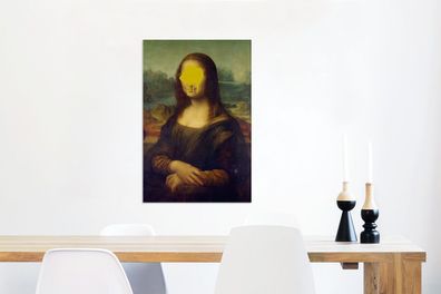 Leinwandbilder - 40x60 cm - Mona Lisa - Leonardo da Vinci - Gelb (Gr. 40x60 cm)