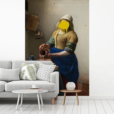 Fototapete - 145x220 cm - Milchmädchen - Johannes Vermeer - Gemälde (Gr. 145x220 cm)