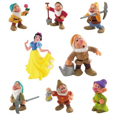 Schneewittchen 7 Zwerge Figuren Set Snow White Figure Seppel Disney Princess