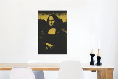 Leinwandbilder - 60x90 cm - Mona Lisa - Leonardo da Vinci - Gelb - Schwarz