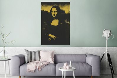 Glasbilder - 80x120 cm - Mona Lisa - Leonardo da Vinci - Gelb - Schwarz