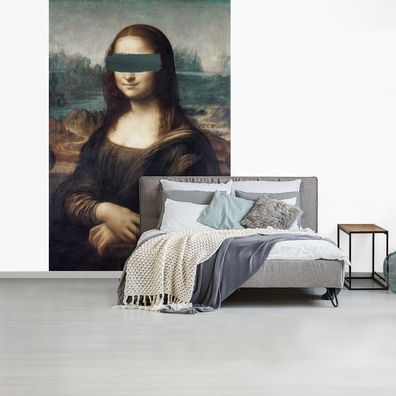 Fototapete - 145x220 cm - Mona Lisa - Leonardo da Vinci - Grün (Gr. 145x220 cm)