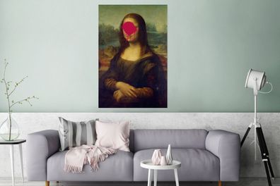 Glasbilder - 80x120 cm - Mona Lisa - Leonardo da Vinci - Rosa (Gr. 80x120 cm)