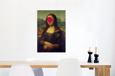 Leinwandbilder - 60x90 cm - Mona Lisa - Leonardo da Vinci - Rosa (Gr. 60x90 cm)
