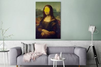 Leinwandbilder - 90x140 cm - Mona Lisa - Leonardo da Vinci - Gelb (Gr. 90x140 cm)