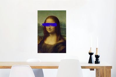 Glasbilder - 60x90 cm - Mona Lisa - Leonardo da Vinci - Blau - Alte Meister