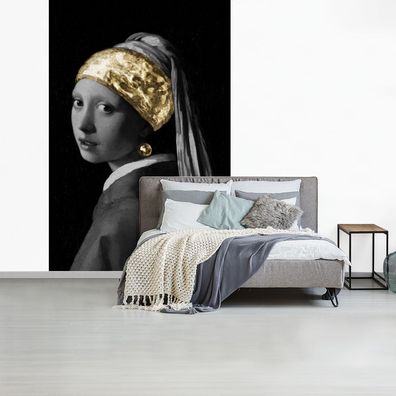 Fototapete - 170x260 cm - Mädchen mit einem Perlenohrring - Johannes Vermeer - Gold