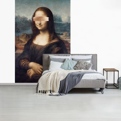 Fototapete - 145x220 cm - Mona Lisa - Leonardo da Vinci - Bronze (Gr. 145x220 cm)