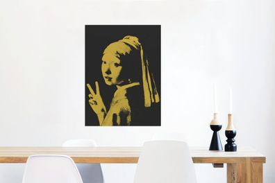 Glasbilder - 60x80 cm - Mädchen mit Perlenohrring - Johannes Vermeer - Gelb - Frieden