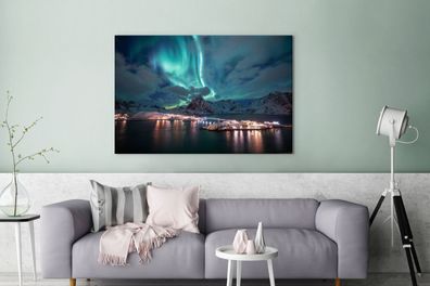 Leinwandbilder - 140x90 cm - Aurora - Norwegen - Berg (Gr. 140x90 cm)