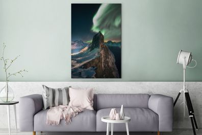 Leinwandbilder - 90x140 cm - Nordlichter - Berg - Eis (Gr. 90x140 cm)