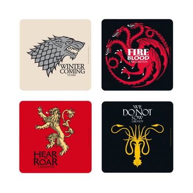 Game of Thrones Untersetzer Set 4 Stück coaster NEU Stark Targaryen Lannister