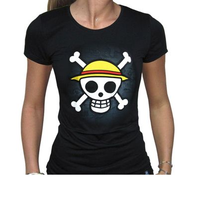 One Piece Damen T-Shirt Totenkopf Skull Schwarz Gr. M