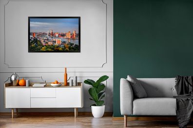 Poster - 90x60 cm - Rotterdam - Erasmus - Brücke - Skyline (Gr. 90x60 cm)