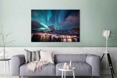 Leinwandbilder - 140x90 cm - Aurora - Eis - Abend (Gr. 140x90 cm)