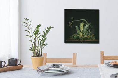 Leinwandbilder - 50x50 cm - Gemälde - Stillleben - Blume - Grün - Wanddekoration
