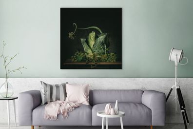 Leinwandbilder - 90x90 cm - Gemälde - Stillleben - Blume - Grün - Wanddekoration