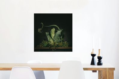 Glasbilder - 50x50 cm - Gemälde - Stillleben - Blume - Grün - Wanddekoration
