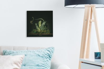 Leinwandbilder - 20x20 cm - Gemälde - Stillleben - Blume - Grün - Wanddekoration