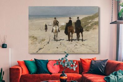 Leinwandbilder - 150x100 cm - Morgenfahrt am Strand entlang - Gemälde von Anton Mauve