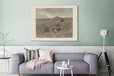 Leinwandbilder - 120x90 cm - Kartoffelerntemaschinen - Gemälde von Anton Mauve
