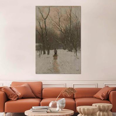 Glasbilder - 100x150 cm - Winter in den Wäldern von Scheveningen - Gemälde von Anton