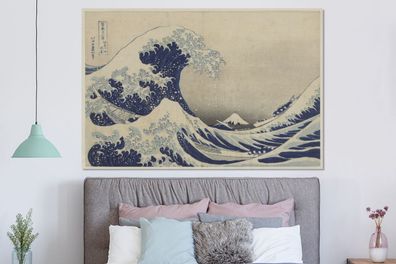 Glasbilder - 150x100 cm - Die große Welle bei Kanagawa - Gemälde von Katsushika Hokus