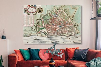 Leinwandbilder - 150x100 cm - Karte - Niederlande - Vintage (Gr. 150x100 cm)
