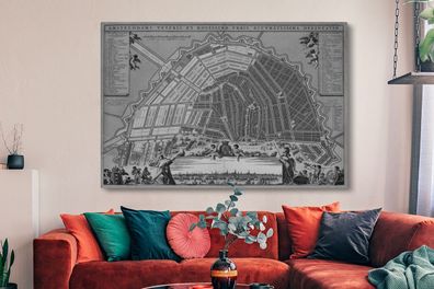 Leinwandbilder - 150x100 cm - Stadtplan - Amsterdam - Vintage (Gr. 150x100 cm)