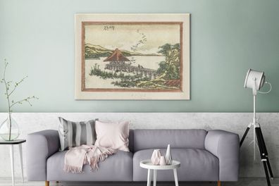 Leinwandbilder - 120x90 cm - Gänse, die auf Katata herabsteigen - Gemälde von Katsush