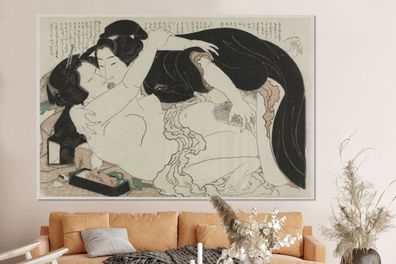 Glasbilder - 150x100 cm - Witwe und junger Mann - Gemälde von Katsushika Hokusai