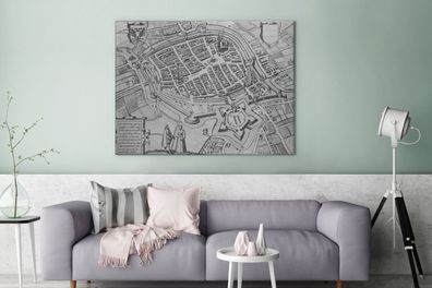 Leinwandbilder - 120x90 cm - Stadtplan - Vintage - Groningen (Gr. 120x90 cm)