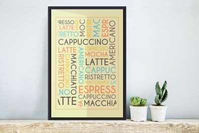 Poster - 40x60 cm - Zitate - Kaffee - Sprichwörter - Cappuccino, Espresso, Latte Macc
