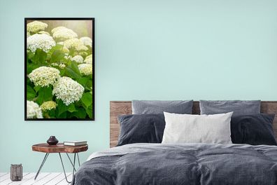 Poster - 80x120 cm - Ein Meer von weißen Hortensien (Gr. 80x120 cm)