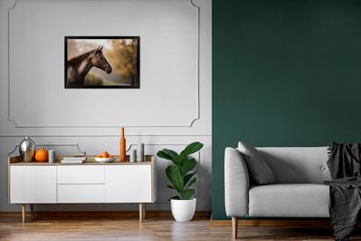 Poster - 60x40 cm - Pferd - Wald - Porträt (Gr. 60x40 cm)