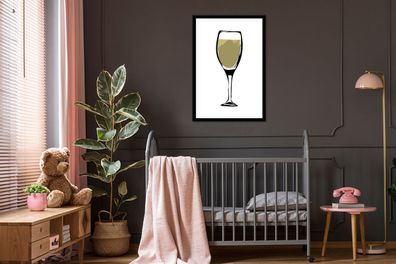 Poster - 60x90 cm - Illustration eines Weinglases mit Weißwein (Gr. 60x90 cm)