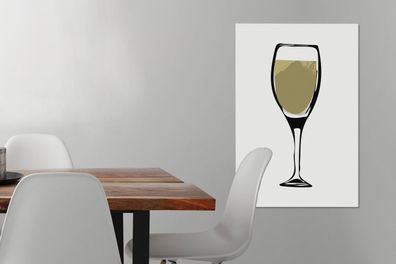 Leinwandbilder - 40x60 cm - Illustration eines Weinglases mit Weißwein (Gr. 40x60 cm)