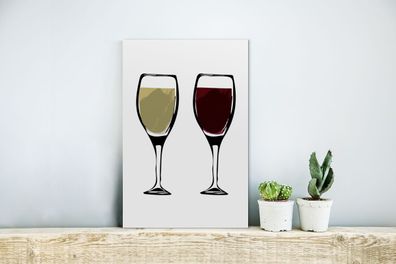 Glasbilder - 20x30 cm - Illustration - Weingläser - Wein - Zeichnung - Bild