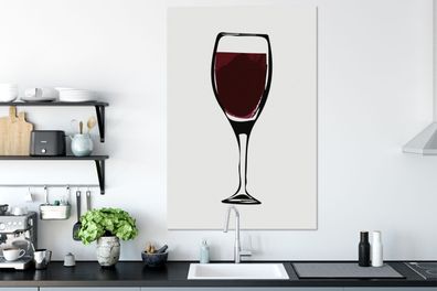 Leinwandbilder - 80x120 cm - Illustration - Weinglas - Zeichnung - Bild