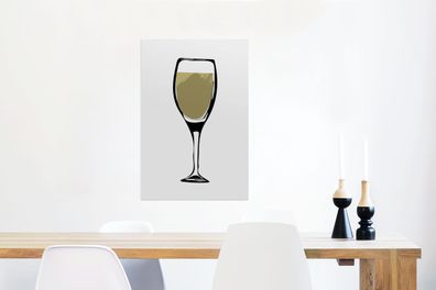 Glasbilder - 40x60 cm - Illustration eines Weinglases mit Weißwein (Gr. 40x60 cm)
